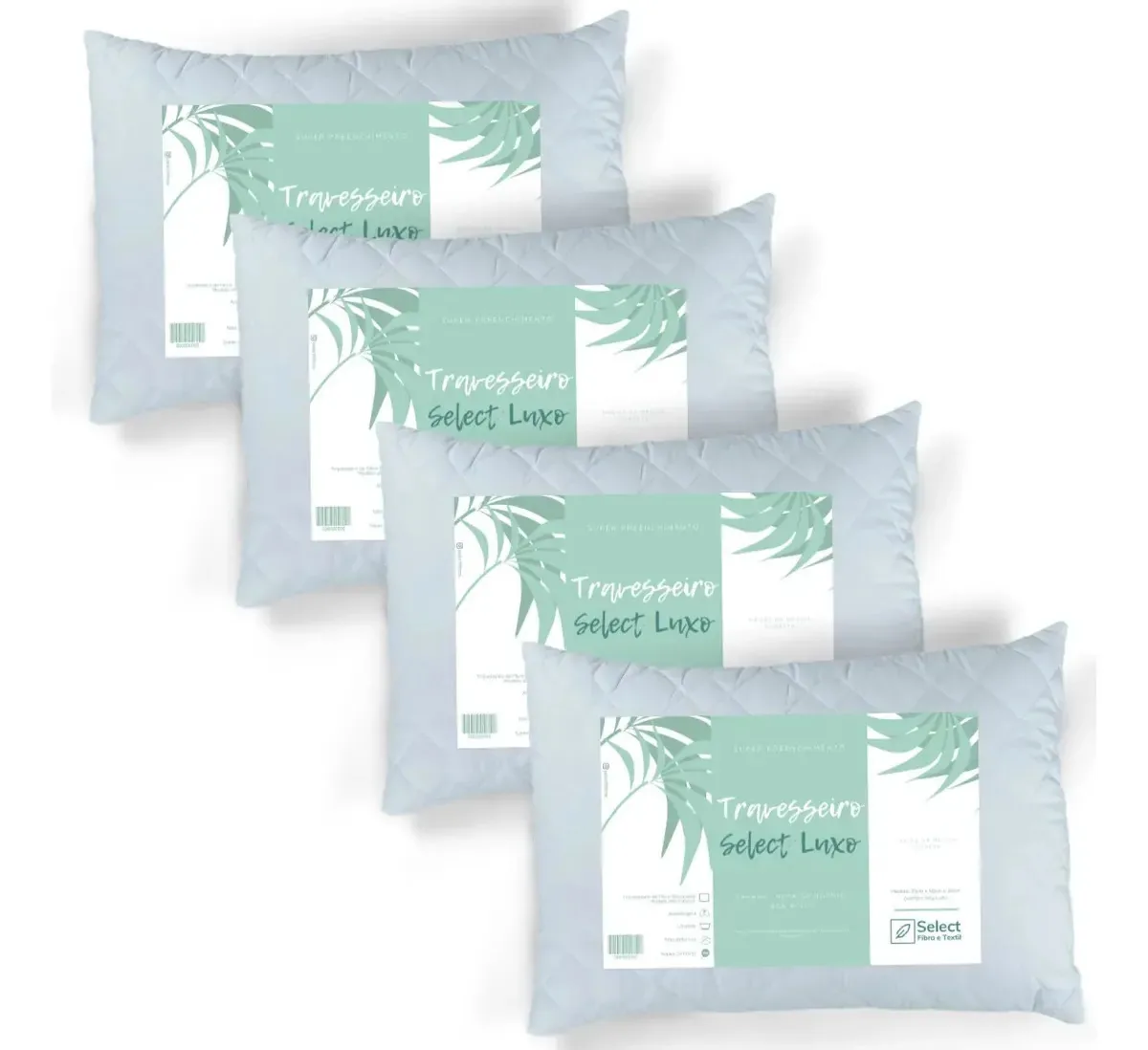 Kit 4 Travesseiros Select Luxo Antialérgico Branco
