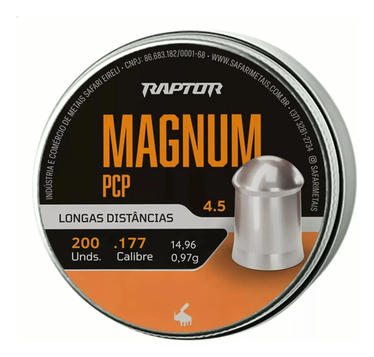 Chumbinho Raptor Magnum Pcp 4,5mm Longa Distância 200un