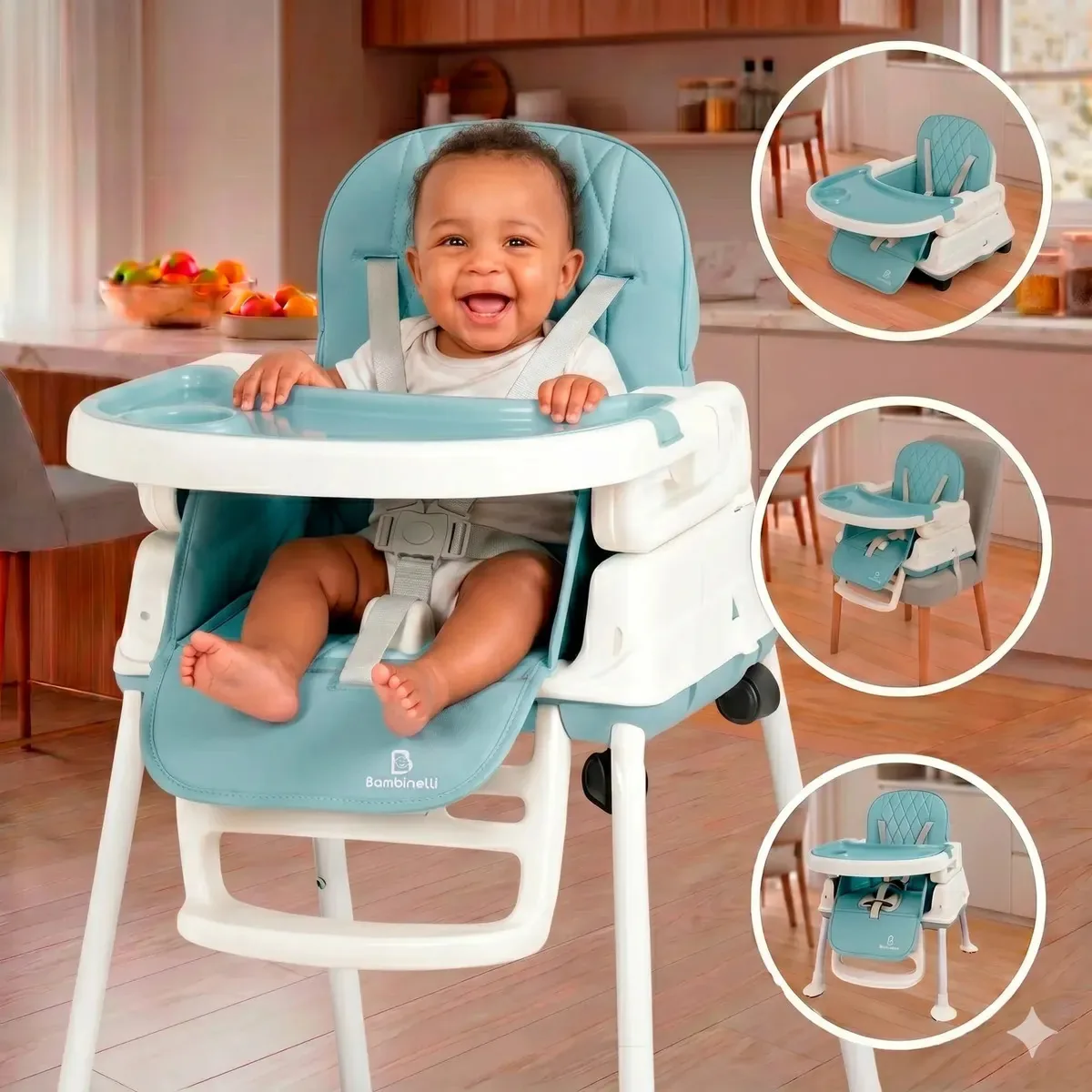 Cadeira De Alimentação Bebê Portátil Daily 4 Em 1 + Rodinhas Daily Azul