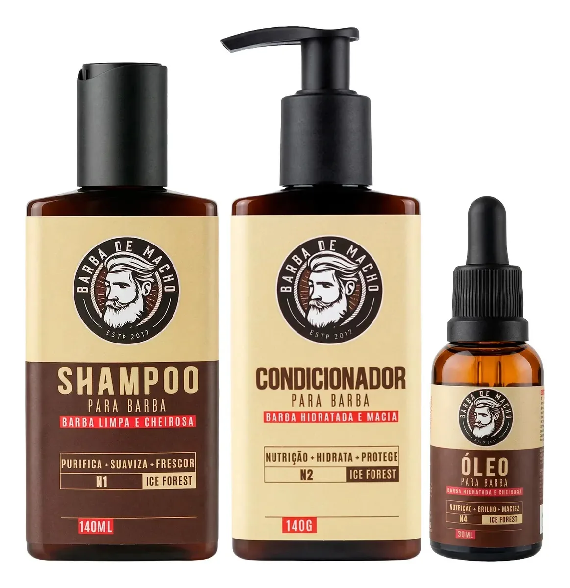 Kit Barba Basico Shampoo + Condicionador + Óleo - Ice Forest