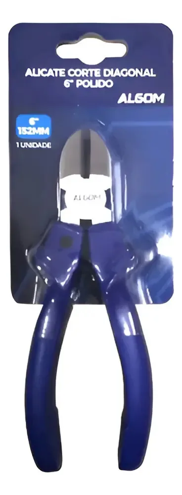 Alicate Corte Diagonal 6 Polido Algom Azul