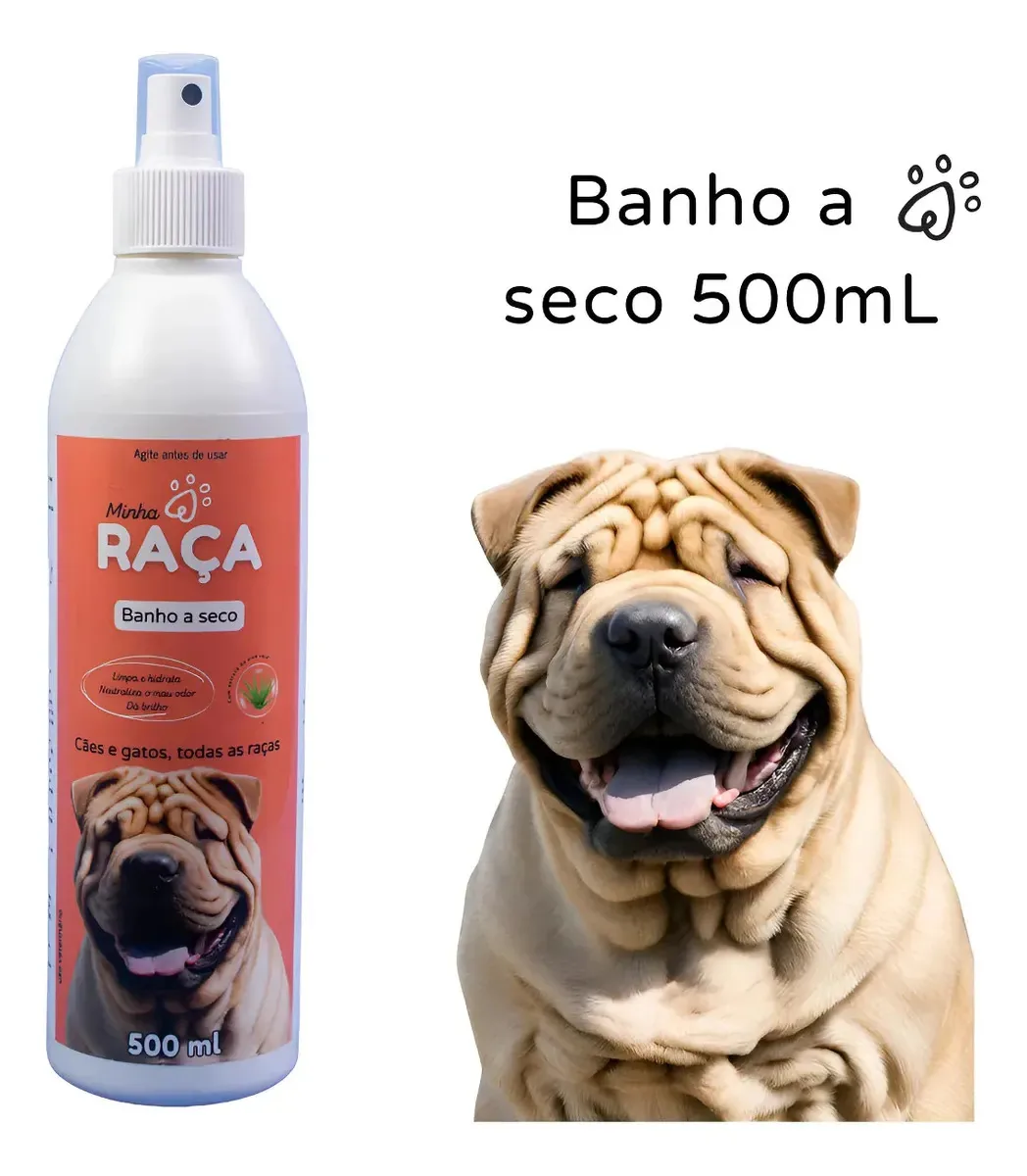Shampoo Banho A Seco Cães E Gatos Minha Raça 500ml Exclusiva
