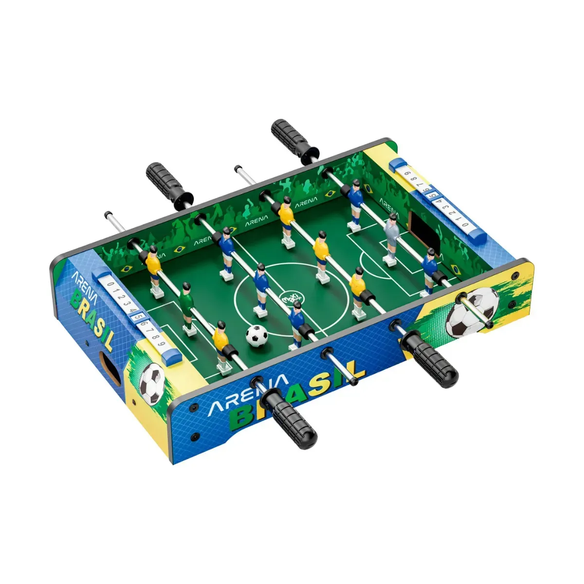 Mini Mesa De Pebolim Infantil Totó Jogo De Futebol Com 12 Jogadores E Marcador De Placar Arena Brasil Maxi Toys