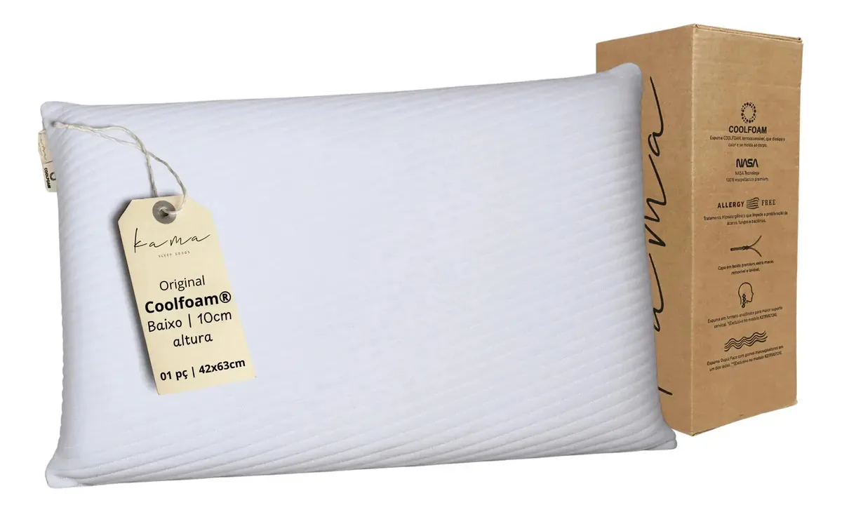 Kit 2 Travesseiros Kama Viscoelástico Antialérgico C/ Capa Branco