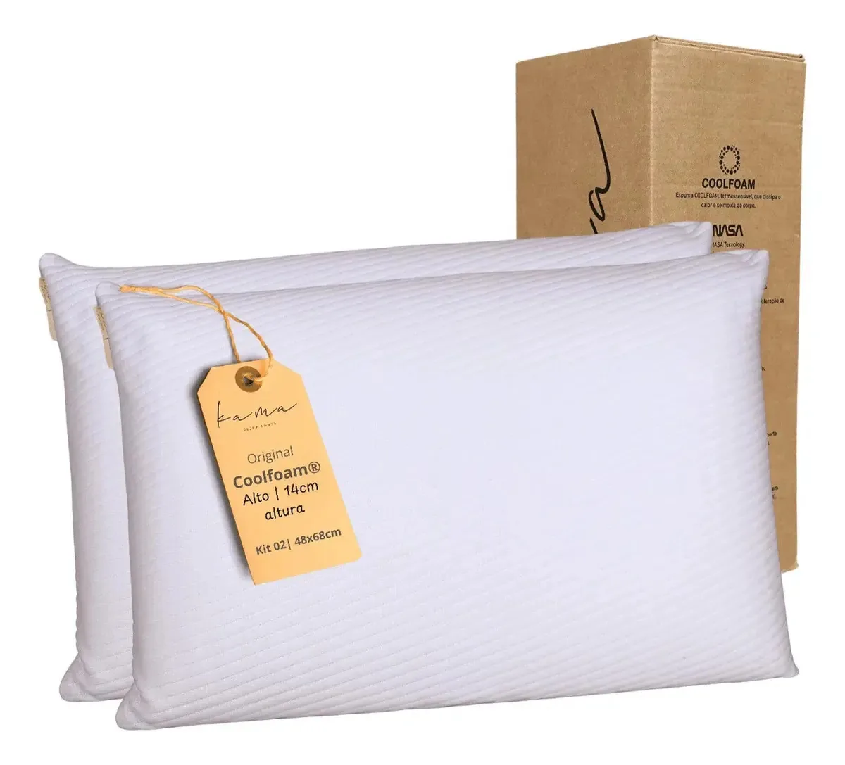 Kit 2 Travesseiros Visco Alto Capa Ultrasoft Hipoalergênico Branco