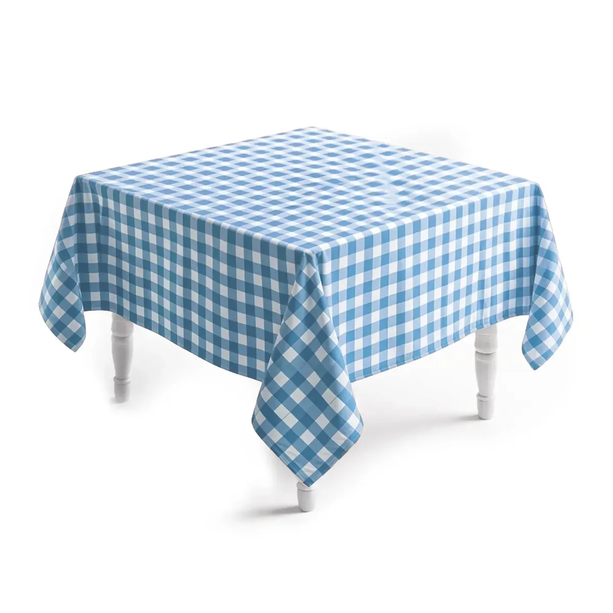 5 Toalhas De Mesa Xadrez Quadrada 140x140cm - Azul Bebê