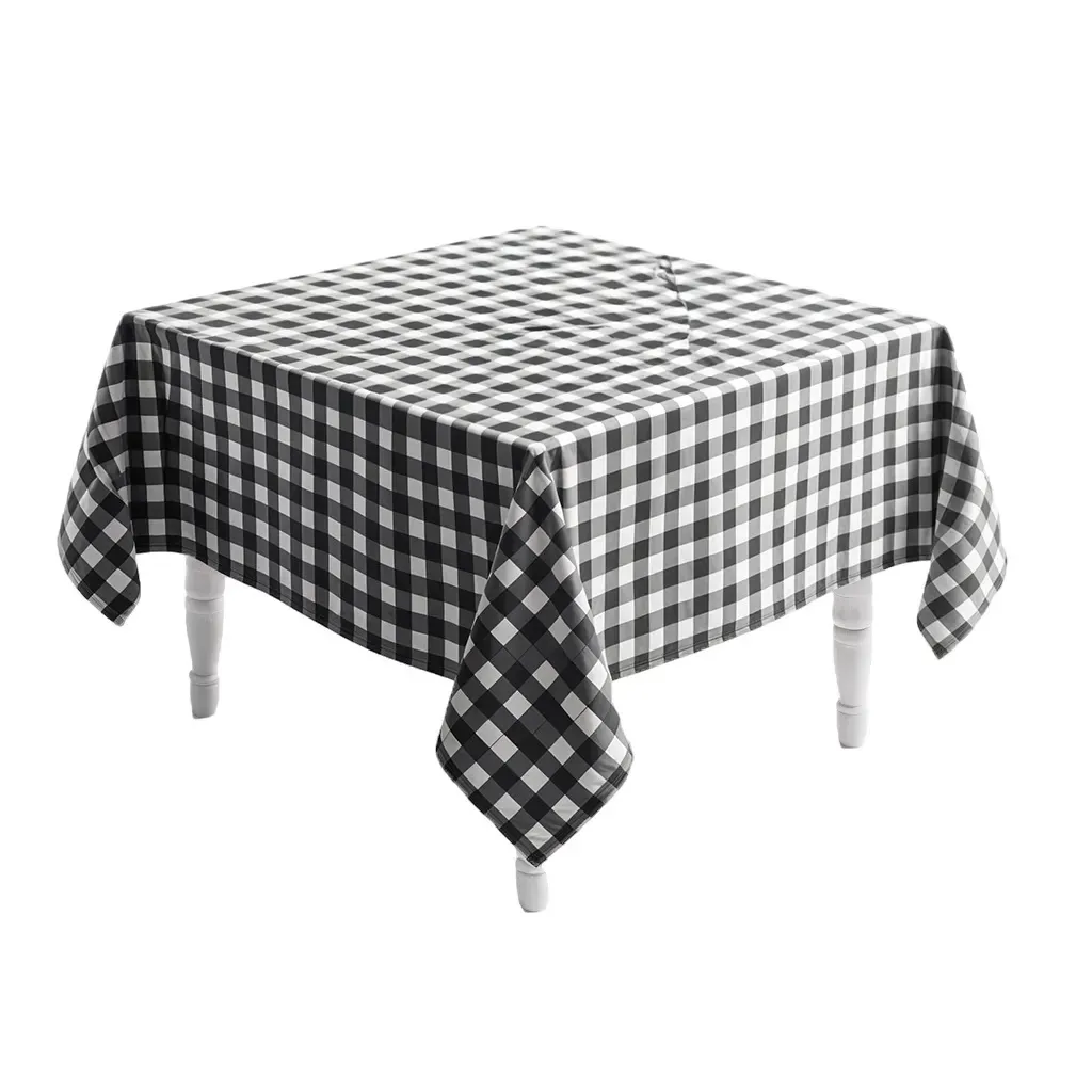 5 Toalhas De Mesa Xadrez Quadrada 140x140cm - Preto