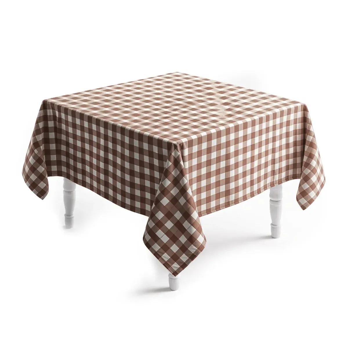 5 Toalhas De Mesa Xadrez Quadrada 140x140cm - Marrom
