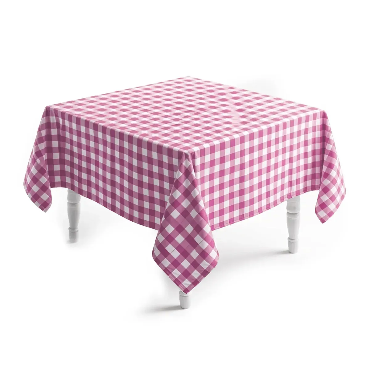 5 Toalhas De Mesa Xadrez Quadrada 140x140cm - Rosa