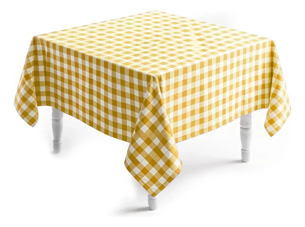 5 Toalhas De Mesa Xadrez Quadrada 140x140cm - Amarelo