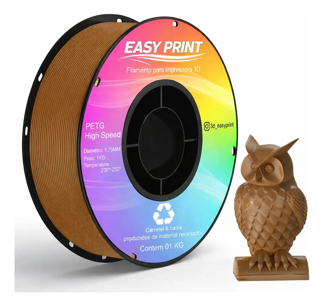 Filamento Petg Impressão 3d Rolo 1kg Easy Print 3d 1,75mm Castanho