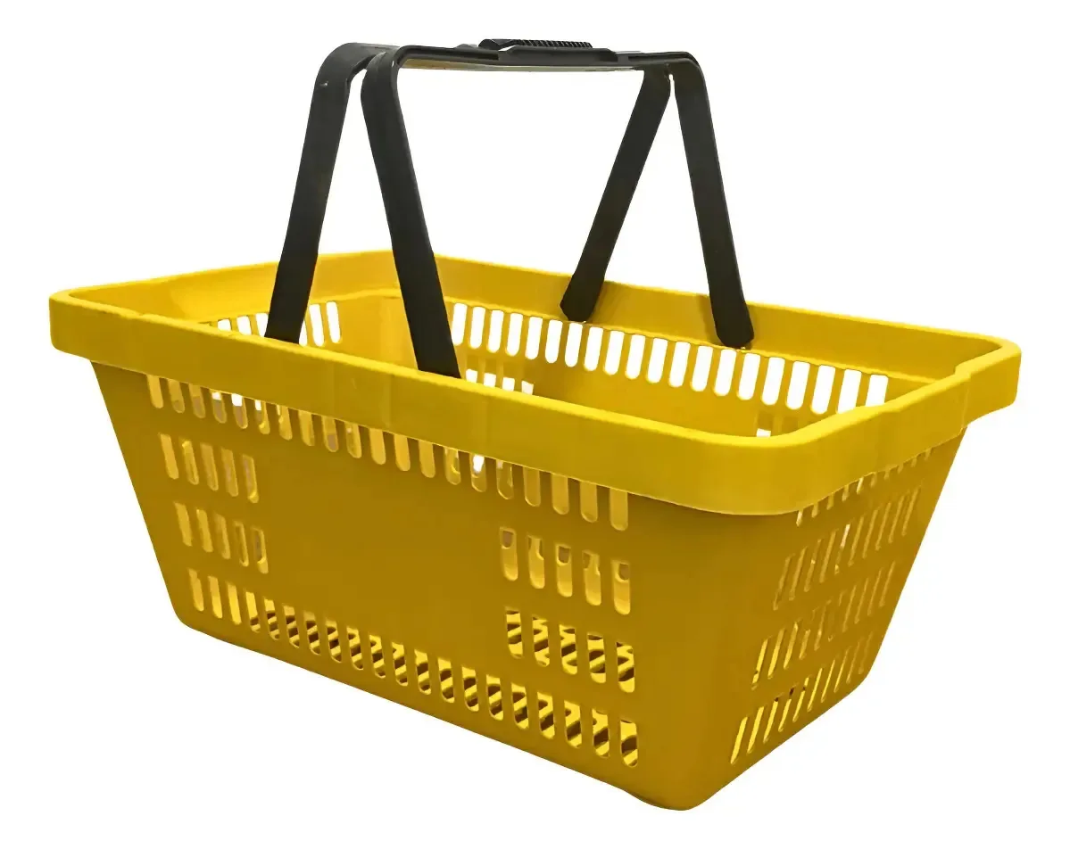 20 Cesta De Compra Plástica Cestinha Super Cor Amarelo