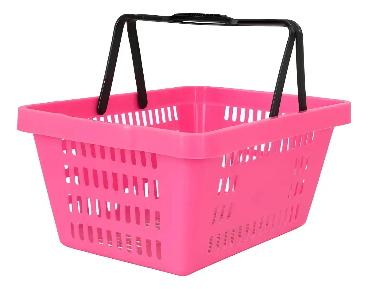 20 Cesta De Compra Plástica Cestinha Super Cor Rosa-chiclete
