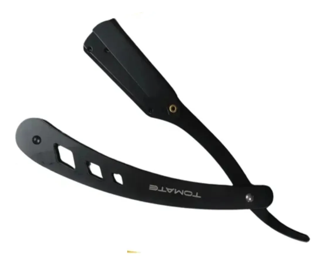 Navalha Profissional Inox Preta De Barbear Preto
