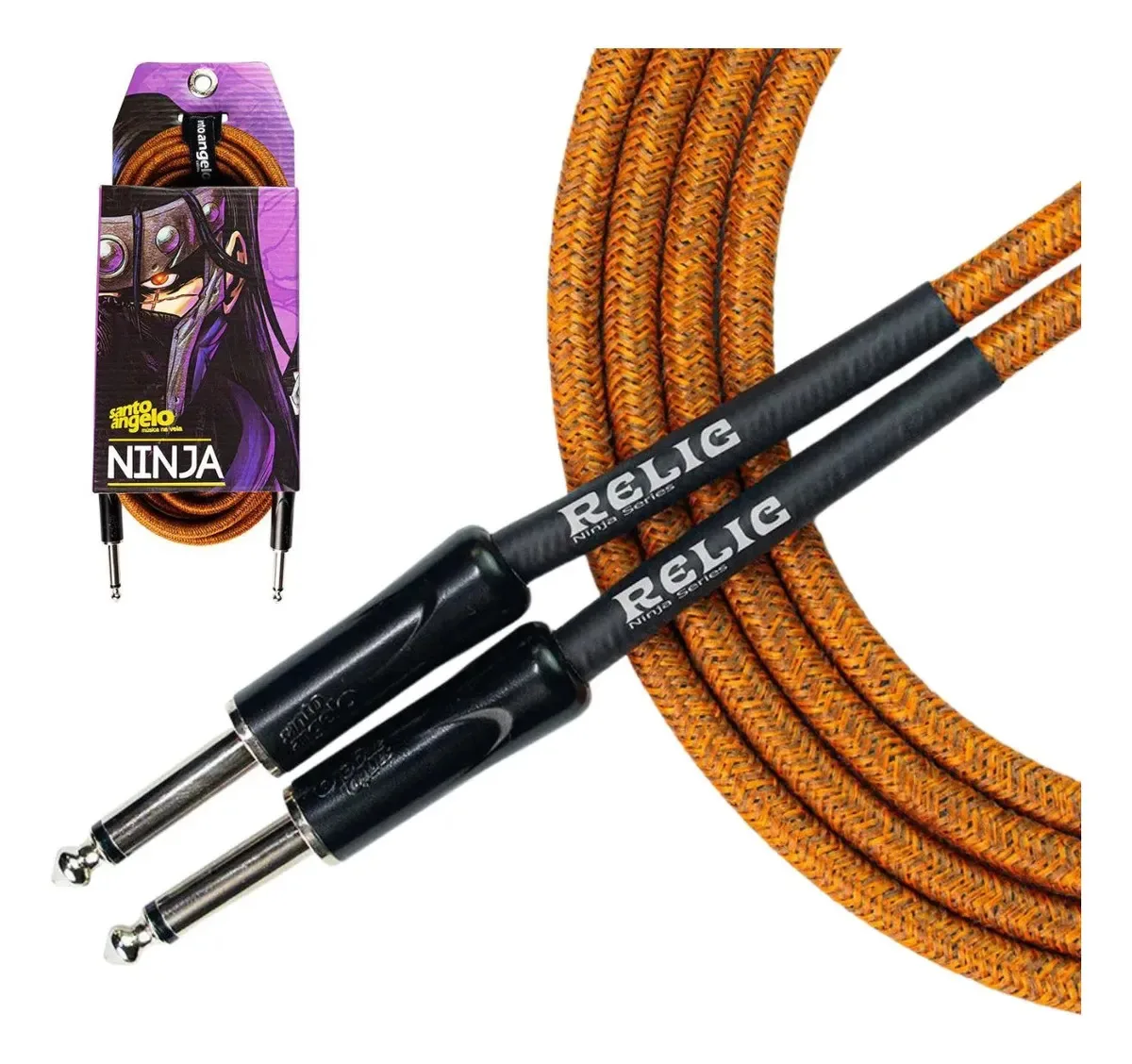 Cabo P10 para P10 Santo Angelo Ninja Relic Têxtil Laranja 4,57m