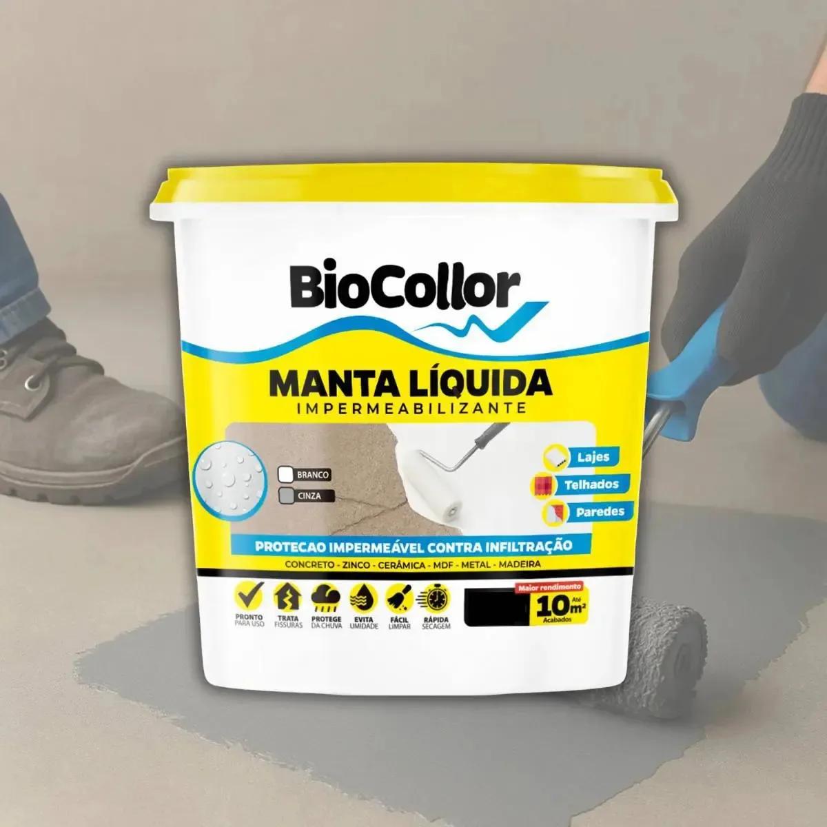 Manta Líquida Acabamento Impermeabilizante Área 12kg Acabamento Fosco Cor Cinza