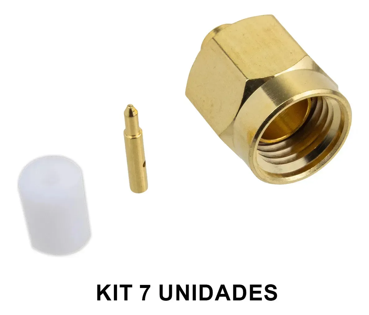 Kit 10 Conectores SMA Plug Metaltex Dourado para Cabo Semirrígido