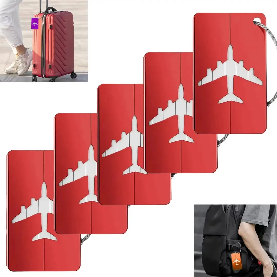 5 Tag Para Mala De Viagem Etiquetas Bagagem Identificação Cor Vermelho Avião