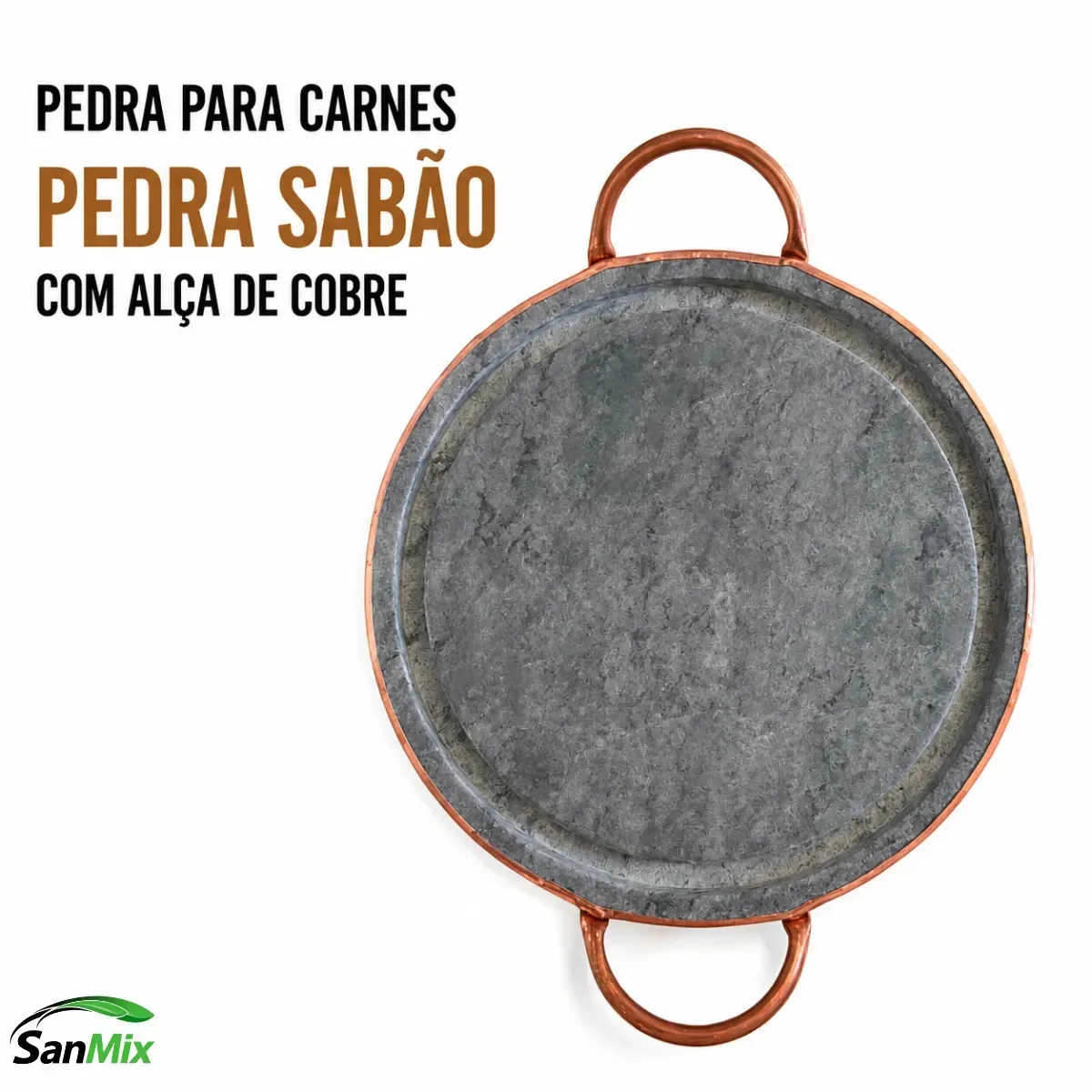Chapa Pedra Sabão Para Carnes E Grelhados 30cm Com Alças De Cobre 38cm Total Legítima Artesanal Retém Calor Churrasco Gourmet Porções Quentes Na Mesa Super Resistente Chapa Térmica De Pedra Natural