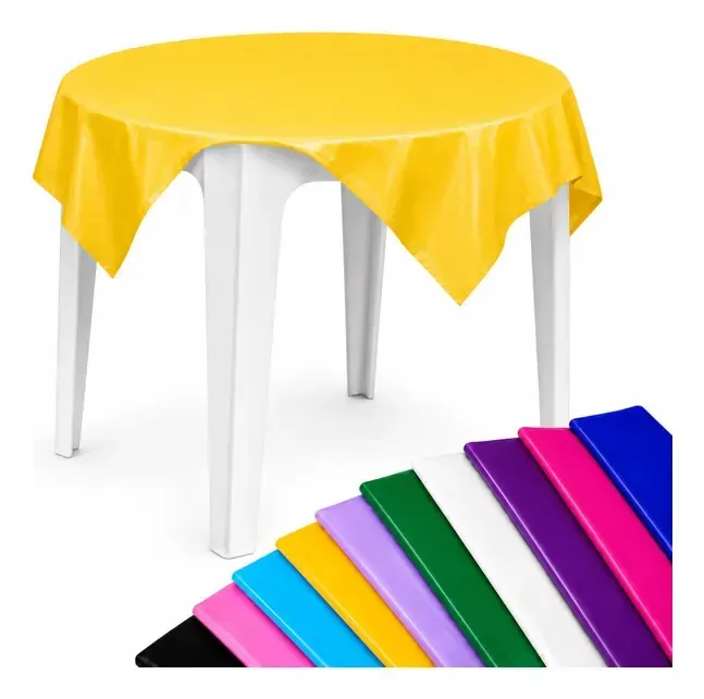 10 Toalhas Mesa Perolizadas 78x78 Descartável Festas Amarelo