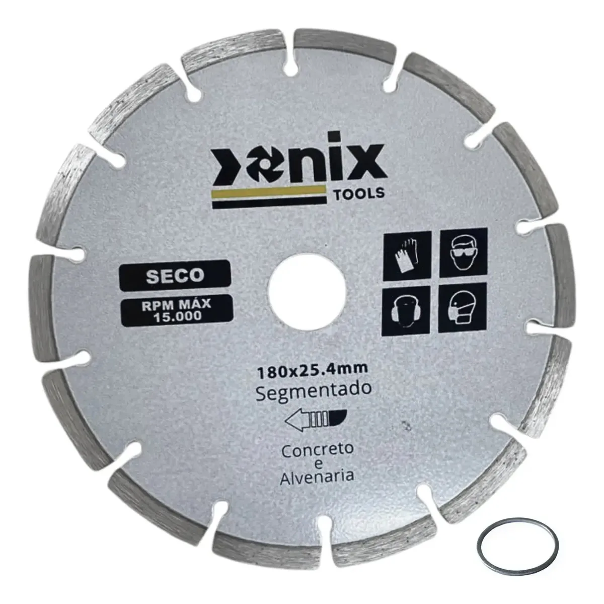 Disco Corte Diamantado Segmentado 7'' Pol 180mm Corte Seco Prateado