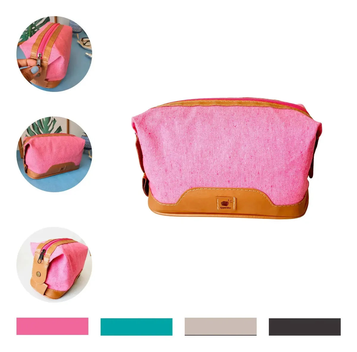 Necessaire Feminina Grande Para Viagem Porta Maquiagem Cor Rosa Desenho do tecido Lisa