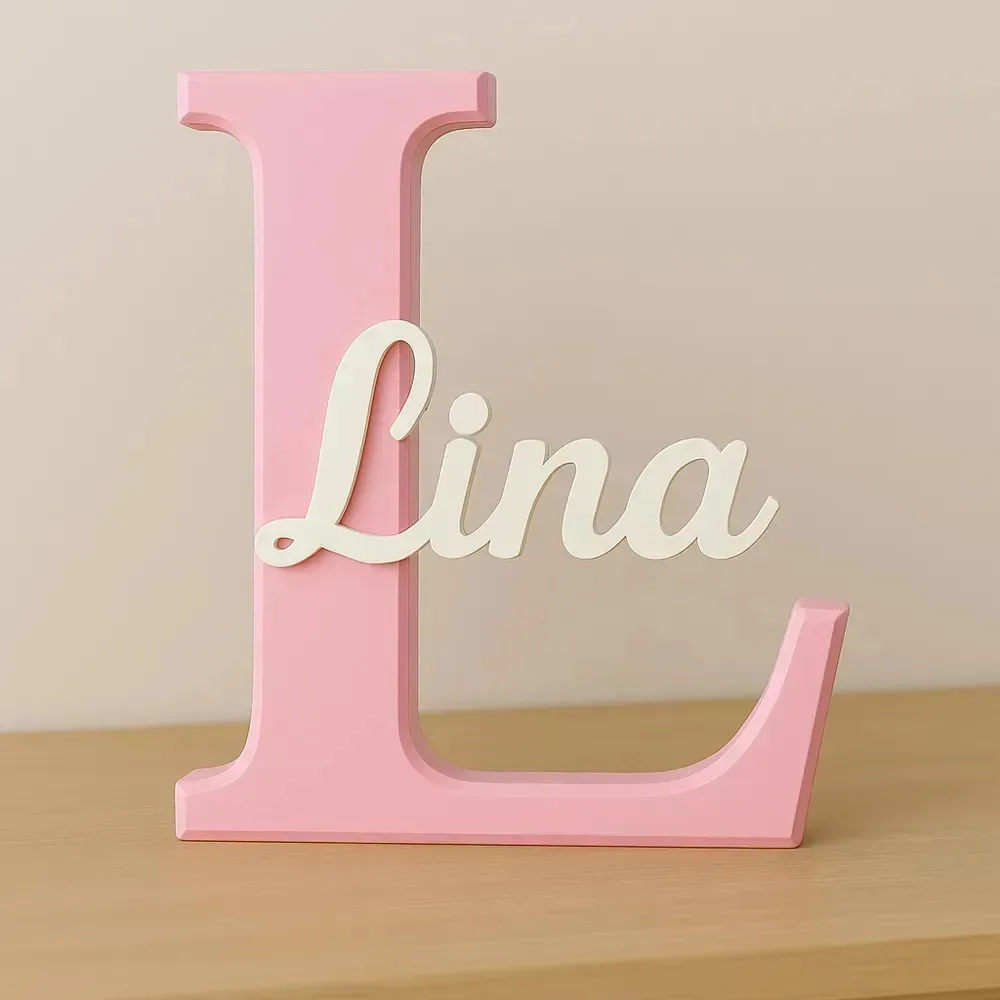 Enfeite Nome Personalizado Letra Inicial Infantil 3d 25x22 Lilás