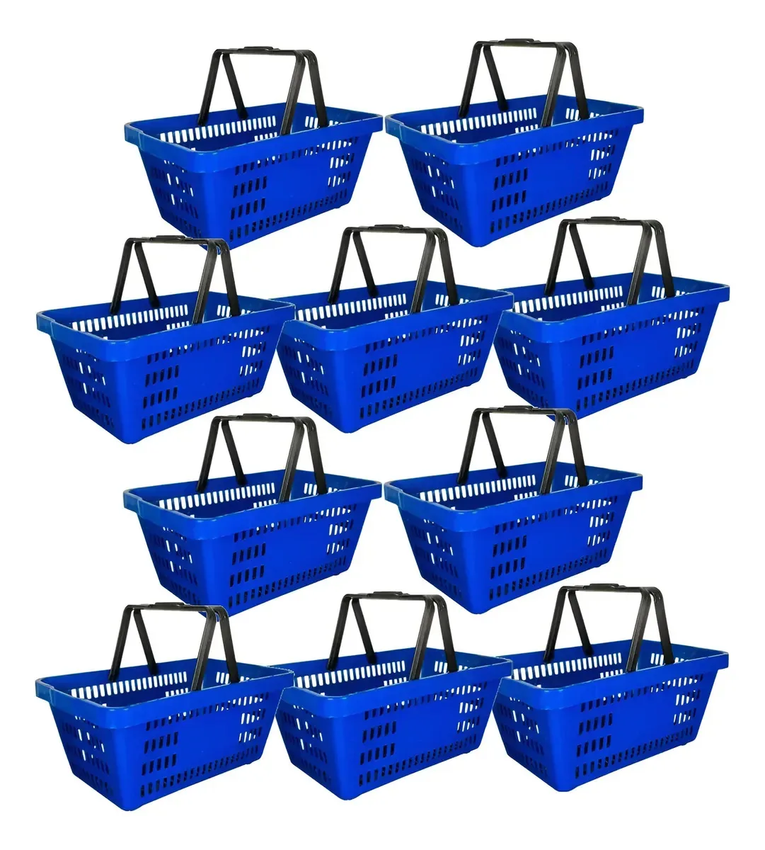 Kit 10 Cestas De Compras Supermercado Reforçadas Plásticas Empilhável Farmácias Lojas Mercados Atacarejo Atacado 16l - Azul