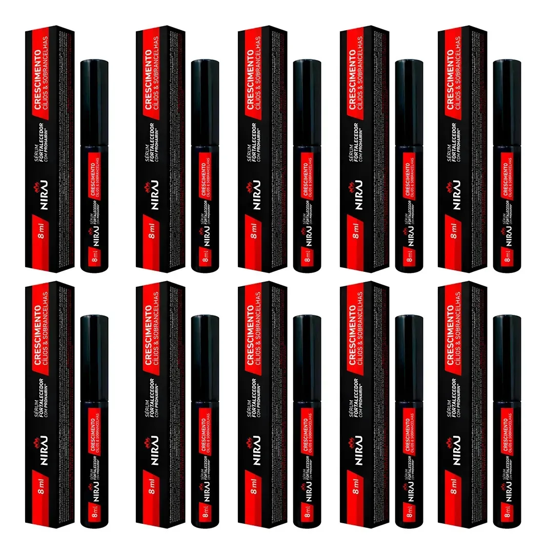 Kit 10un Sérum Niraj Ativador Fortalecedor Crescimento Cílios E Sobrancelhas 8ml Incolor