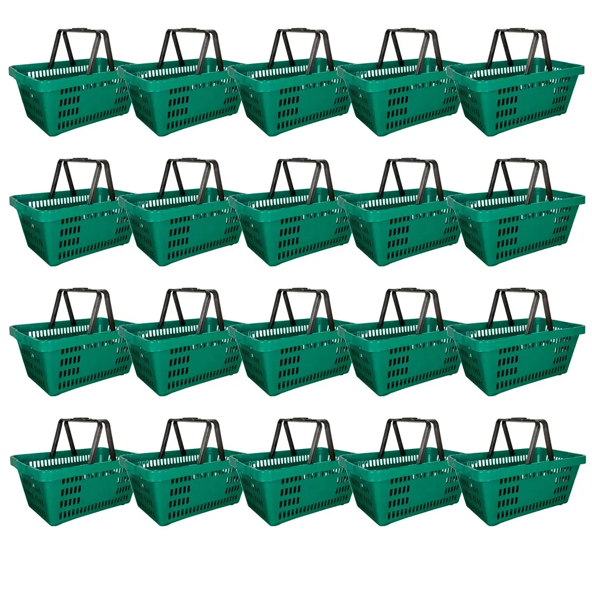 Kit 20 Cestas De Compras Supermercado Reforçadas Plásticas Empilhável Para Farmácias Lojas Mercados 16l - Verde