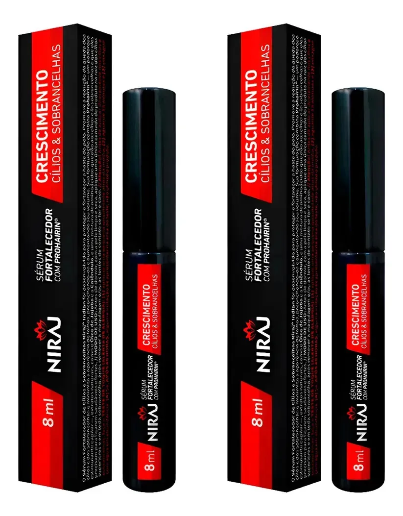 Kit 2un Sérum Niraj Ativador Fortalecedor Crescimento Cílios E Sobrancelhas 8ml Incolor