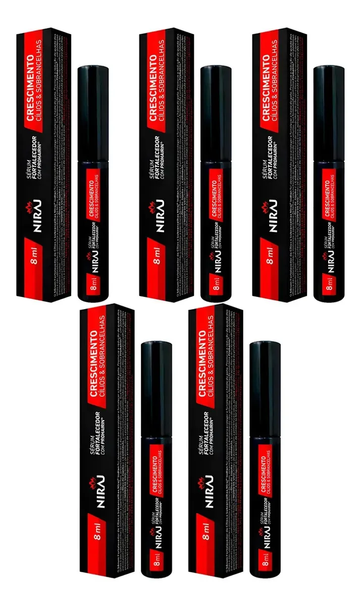 Kit 5un Sérum Niraj Ativador Fortalecedor Crescimento Cílios E Sobrancelhas 8ml Incolor