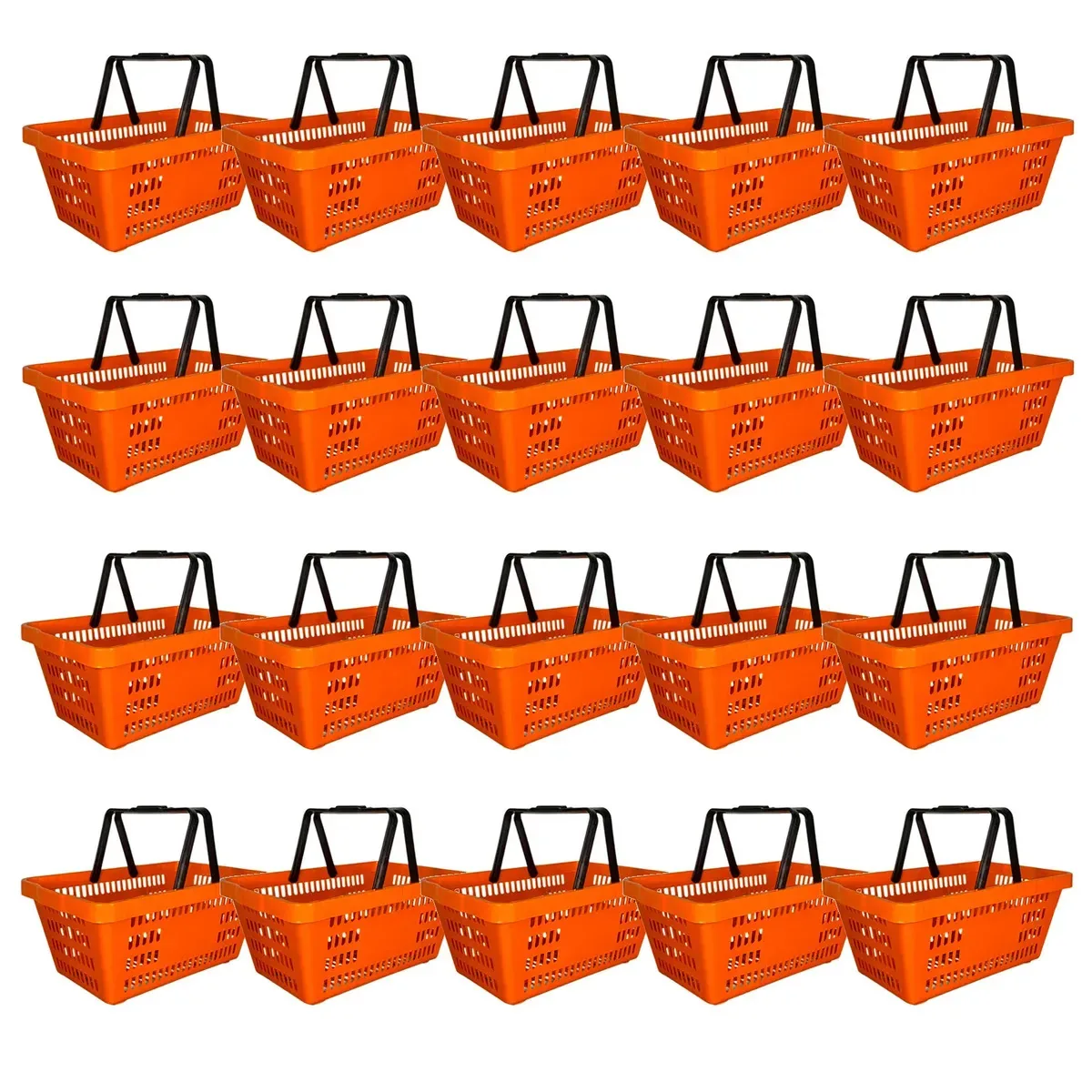 Kit 20 Cestas De Compras Supermercado Reforçadas Plásticas Empilhável Para Farmácias Lojas Mercados 16l - Laranja