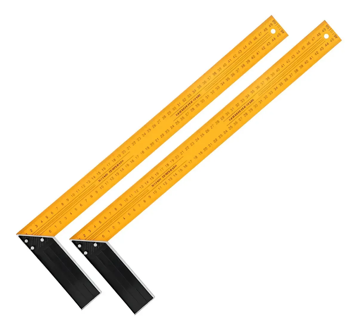 2 Esquadros Metálico Para Serralheria Aço Carbono 50cm 20pol Amarelo