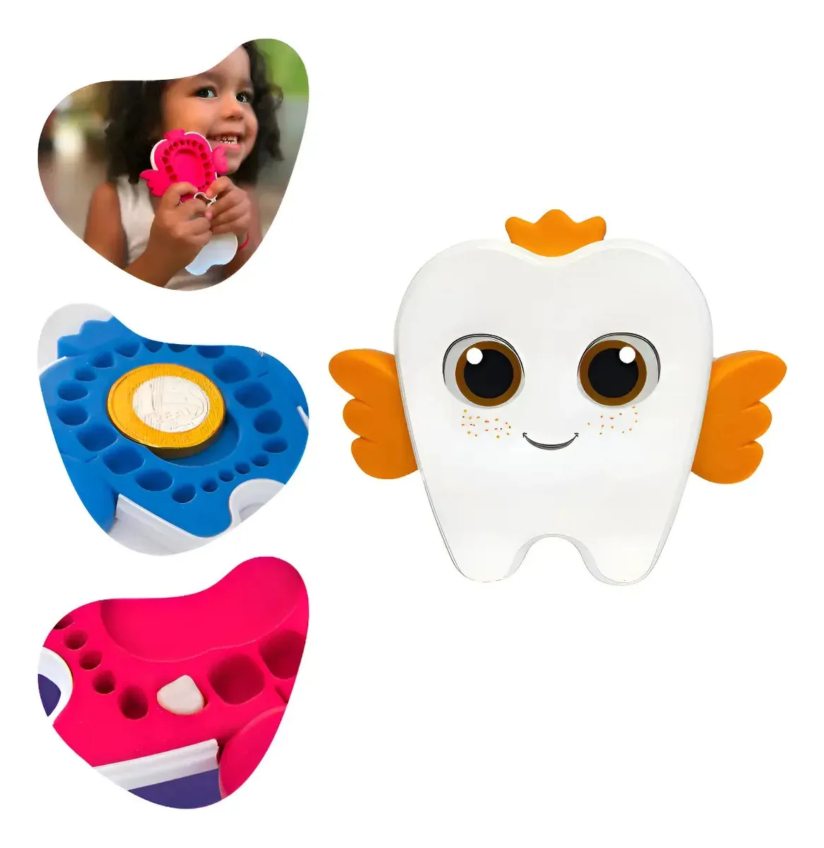 Porta Dente Infantil Caixinha Dente De Leite Menino Menina Cor Laranja