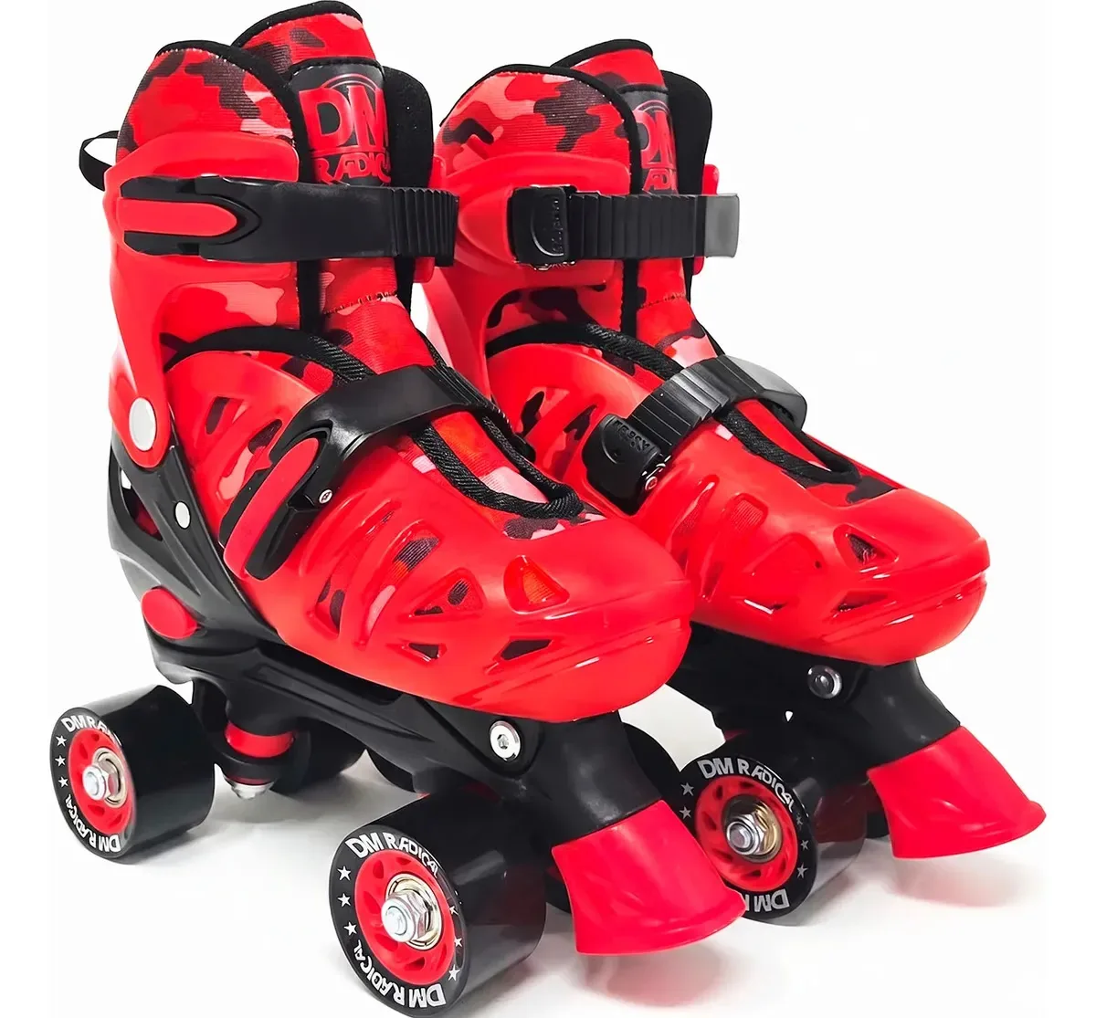 Patins 4 Rodas Tradicional Regulavel Vermelho G 54 Mm Vermelho