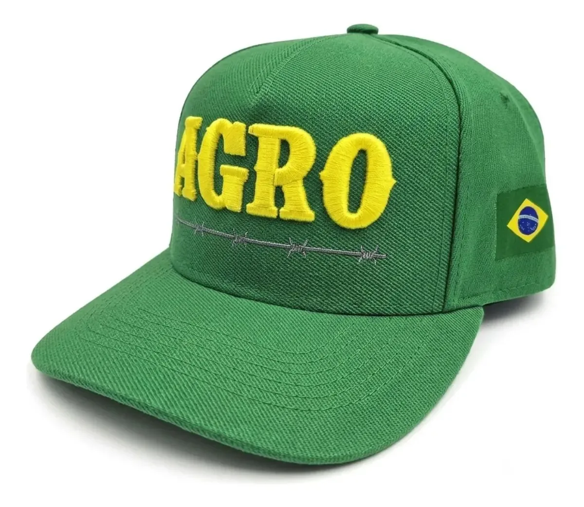 Boné Brasil Bandeira Copa Aba Curvada Ajustável Amarelo Verde Un Agro