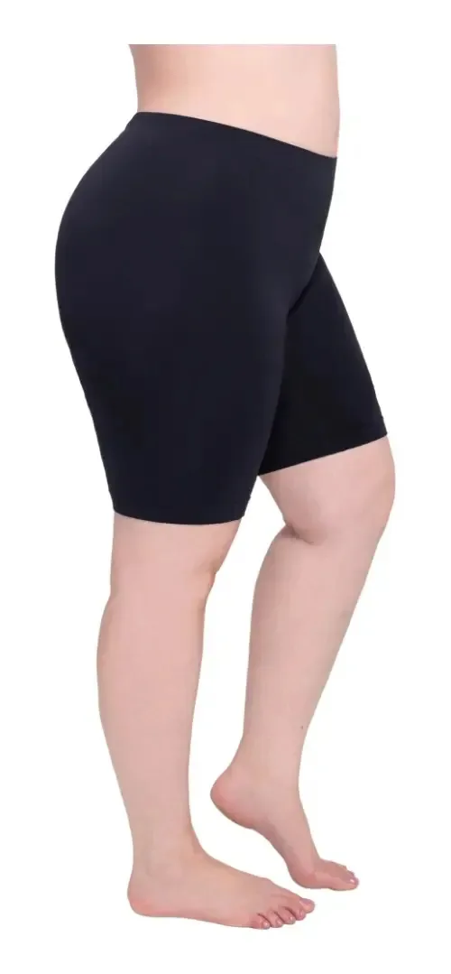 3 Shorts Modelador Plus Size Loba Sem Costura Feminino Cor Preto Tamanho XXG