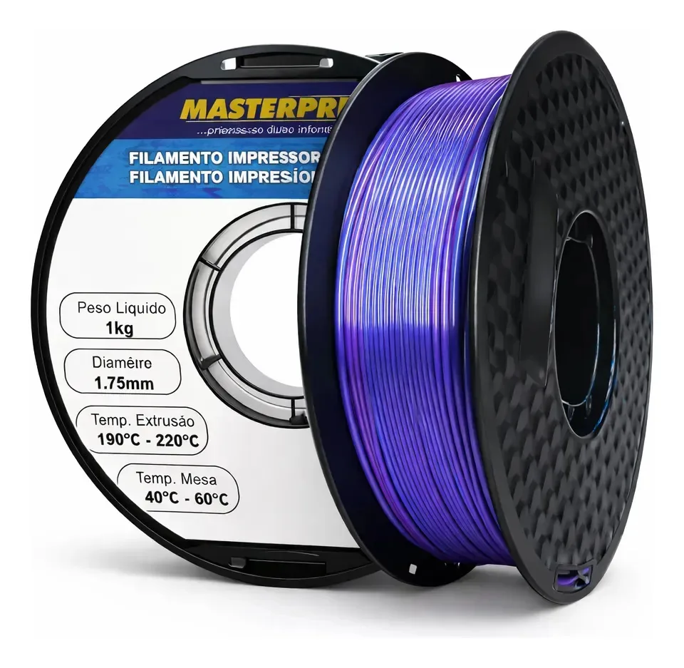 Filamento Pla Impressão 3d 1kg 1.75mm Masterprint Premium Azul E Roxo