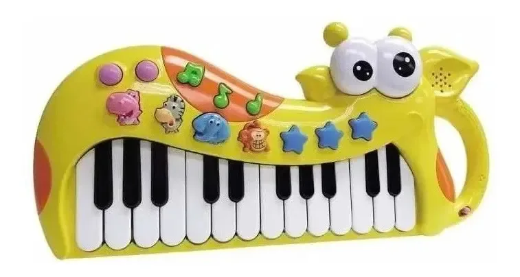 Teclado Musical Girafa Selva Infantil Cor Amarelo