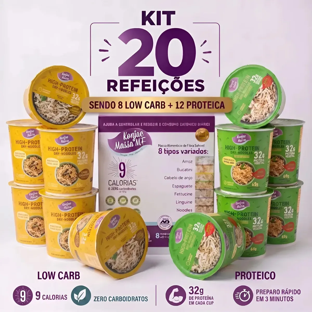 Kit Macarrão Instantâneo 12 Cups Tomate/cogumelo + 1 Box Mix