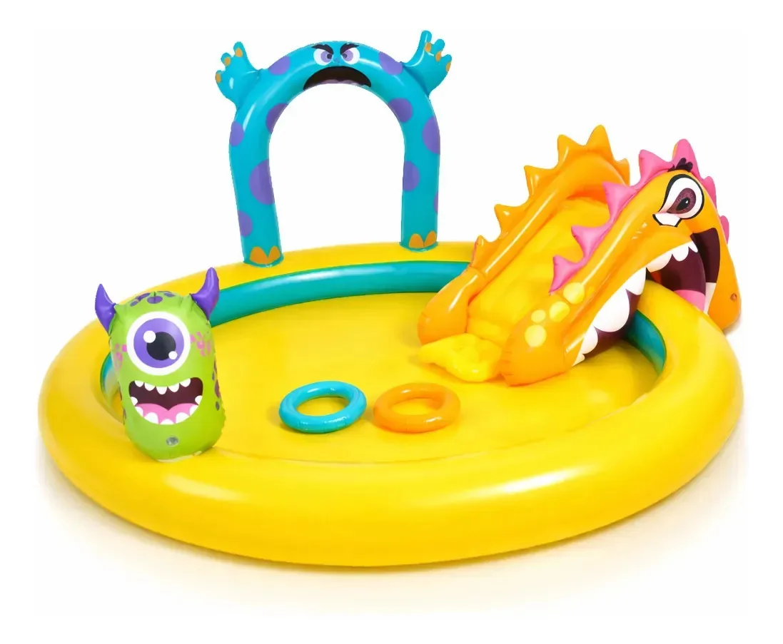 Piscina Inflavel Playground Monstrinho 205x180cm Jilong Amarelo