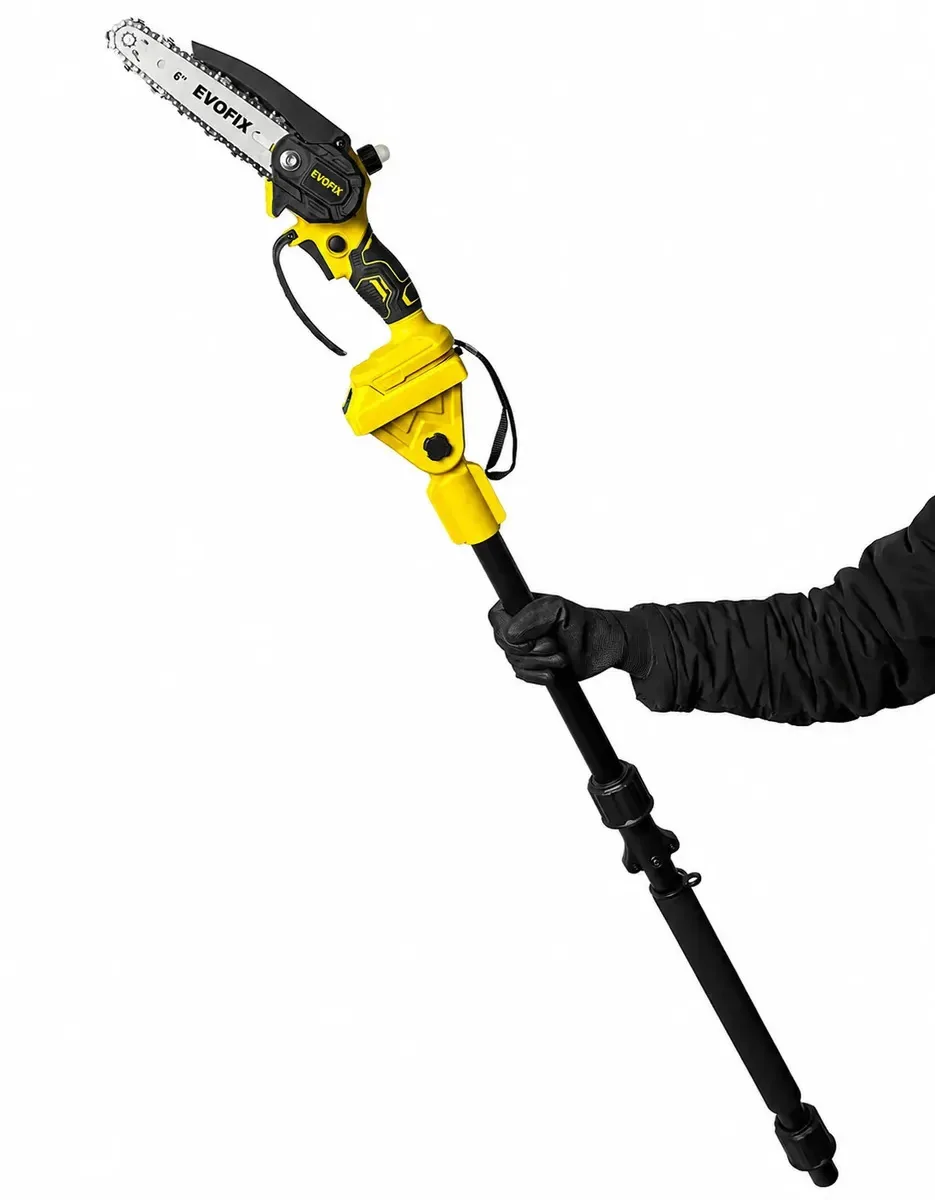 Podador De Galhos Haste Telescópica Elétrica Cabo Extensor 2m Motosserra 6 Polegadas Sem Fio Com 2 Baterias 21v 1200w Bivolt 127v/220v