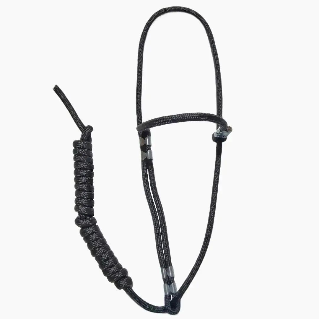 Cabresto De Corda 10mm Regulável Preto Para Lida Com Cavalos