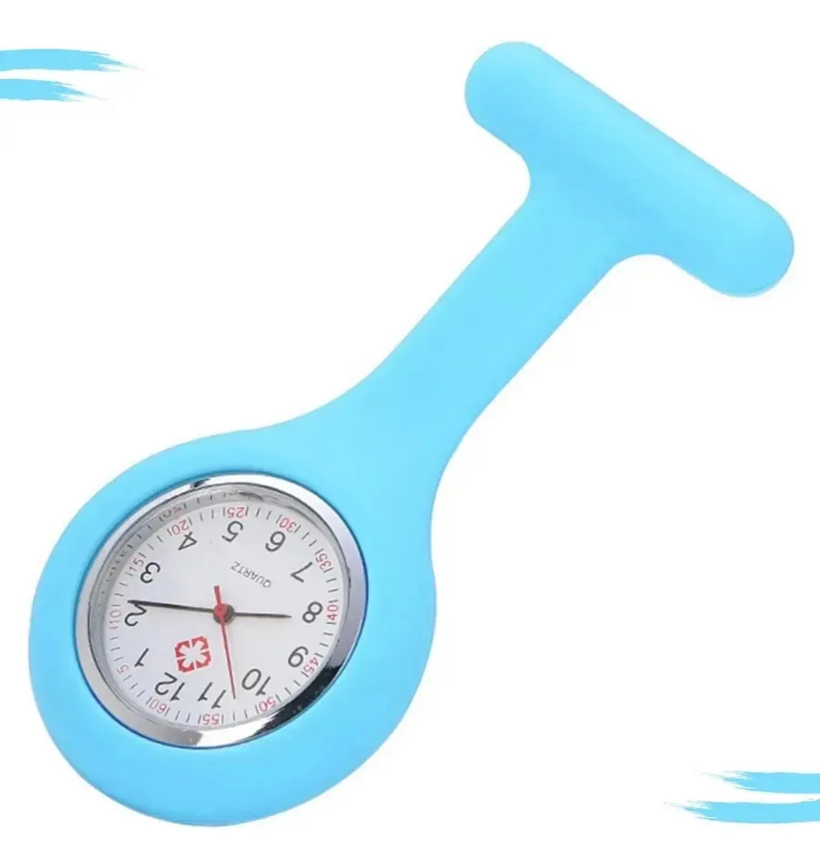 Relógio De Bolso Lapela Jaleco Medicina Enfermagem Saúde Azul-claro