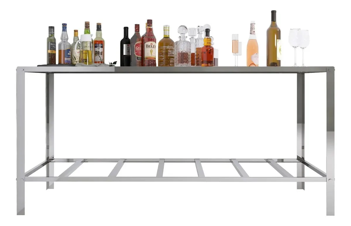 Bancada Mesa Tampo Para Padaria Com Prateleira 140cm