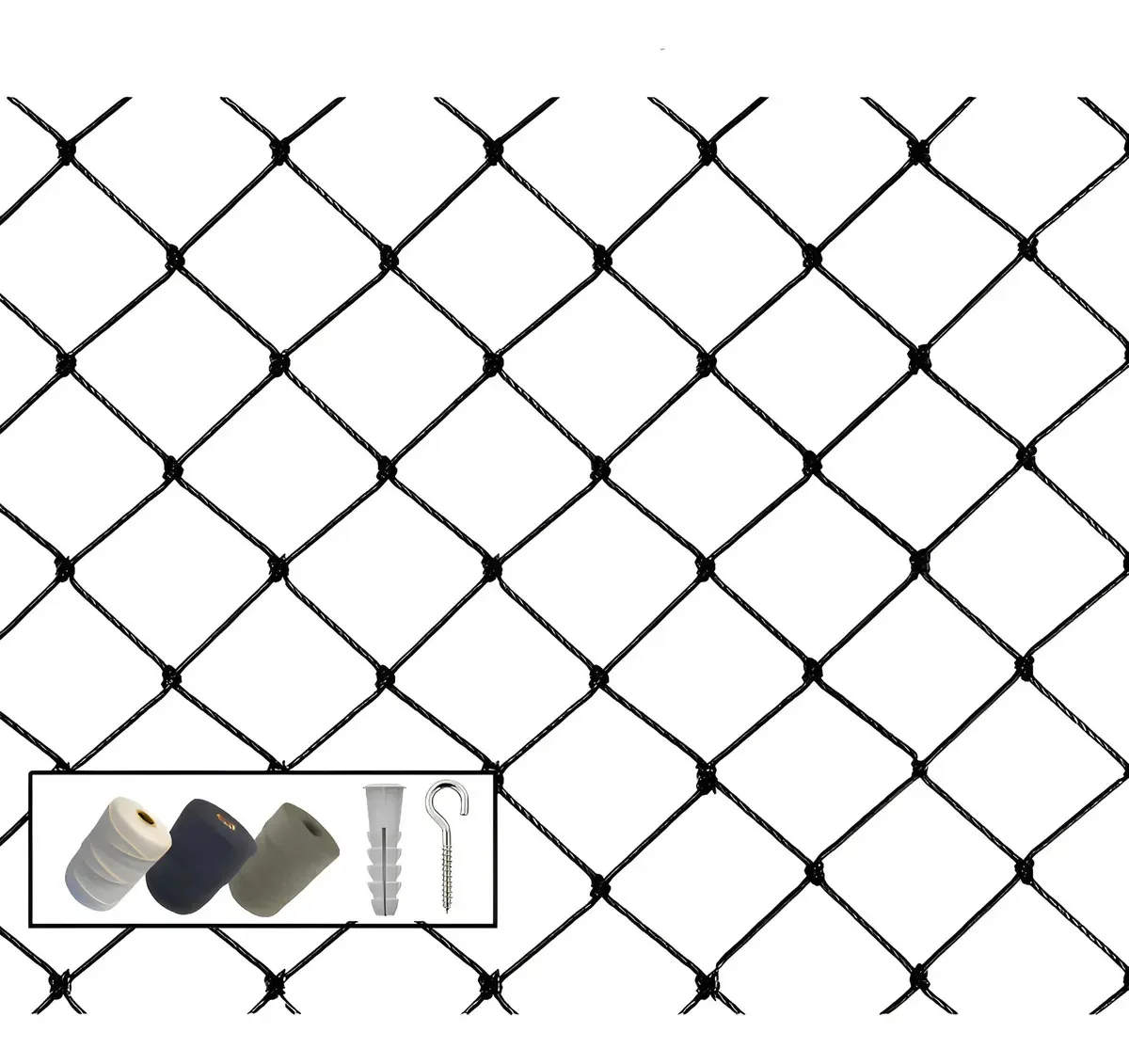 Kit 1,00x3,00 Completo Rede Tela De Proteção Para Janelas Cor Preta