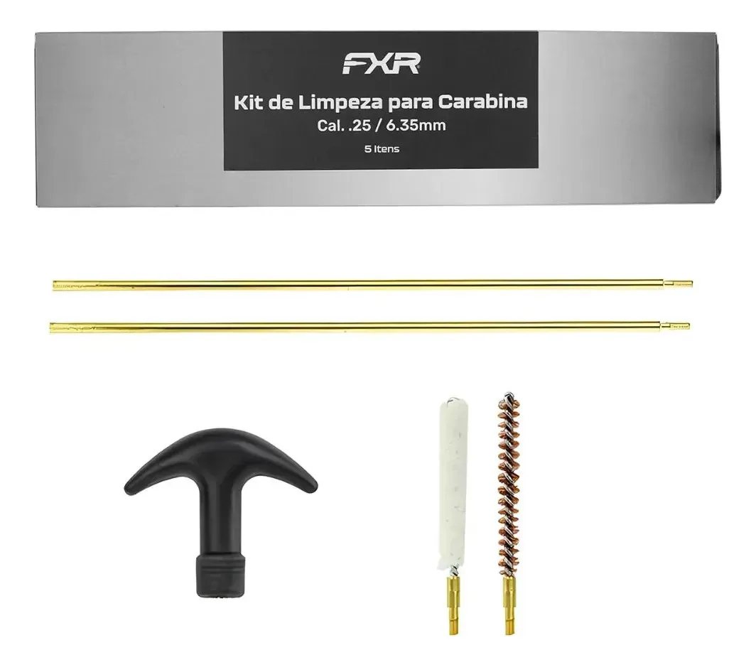 Kit Limpeza Carabina 6.35mm Fxr Escovas Hastes Cabo T Metal