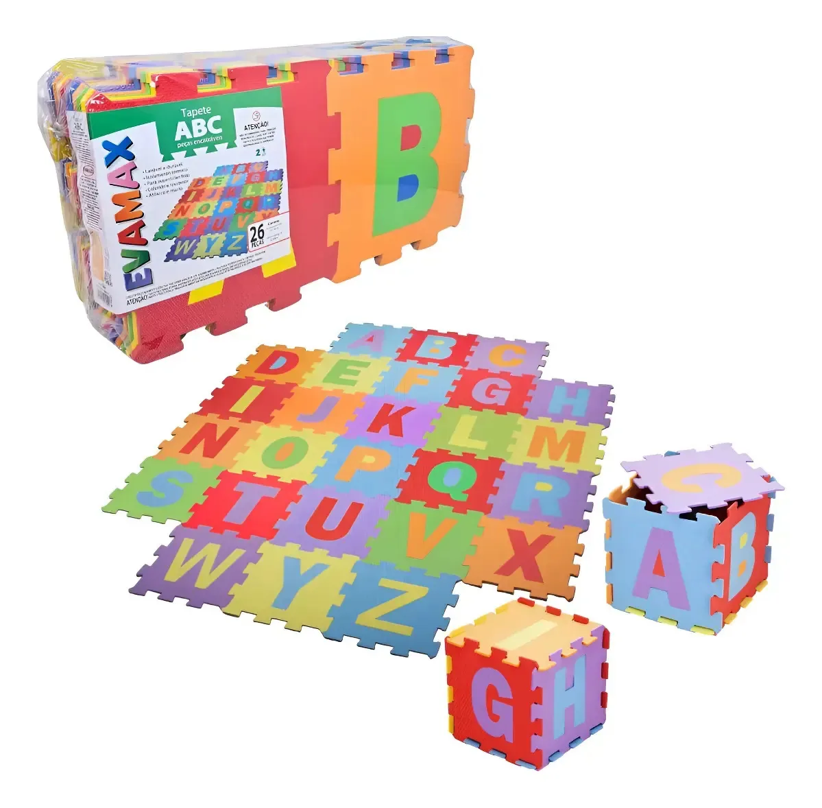 Tapete Eva Abc 26pç 28x28cm 10mm Brinquedo Letras Alfabeto