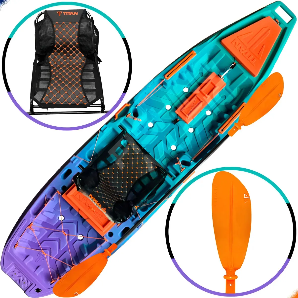 Caiaque De Pesca Ares Titan + Cadeira Confort E Remo Cor Galaxia